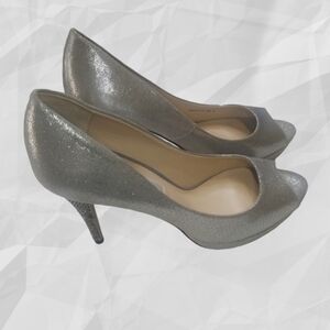 NINA Fiesta Rhinestone Heels Silver 9